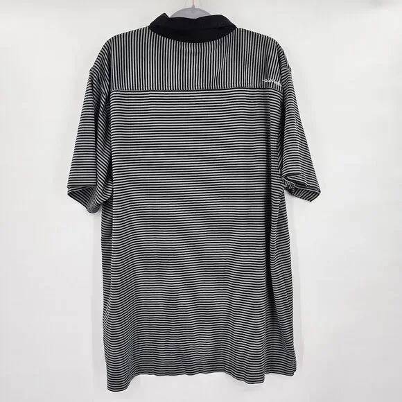 Travis Mathew Mens 2XL XXL Striped Golf Polo Shirt Black Short Sleeve Stretch - Picture 3 of 11